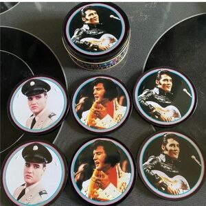 Elvis Presley tin with coasters